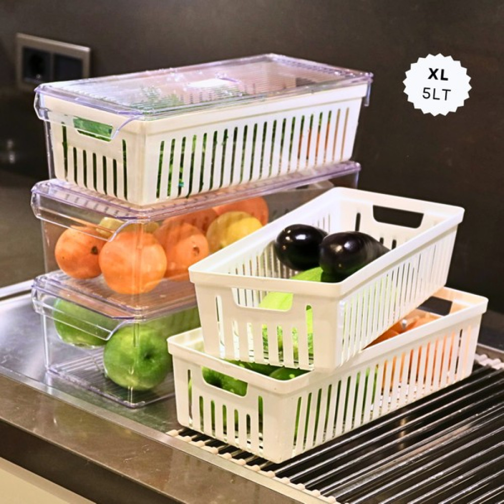 Marcie's 3'lü Xl Buzdolabı Organizeri Kapaklı Dolap Içi Sepet Dahil Full+Full Tam Set Saklama Kapları Fiyatı