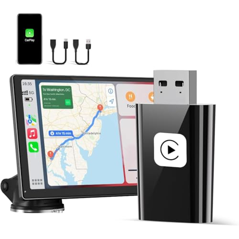 mardayket Wireless Carplay Adapter for Apple, 2025 Mini Stable Wireless carplay Adapter Smallest Fast Convert Factory Wired to Wireless CarPlay Dongle Cars for iOS