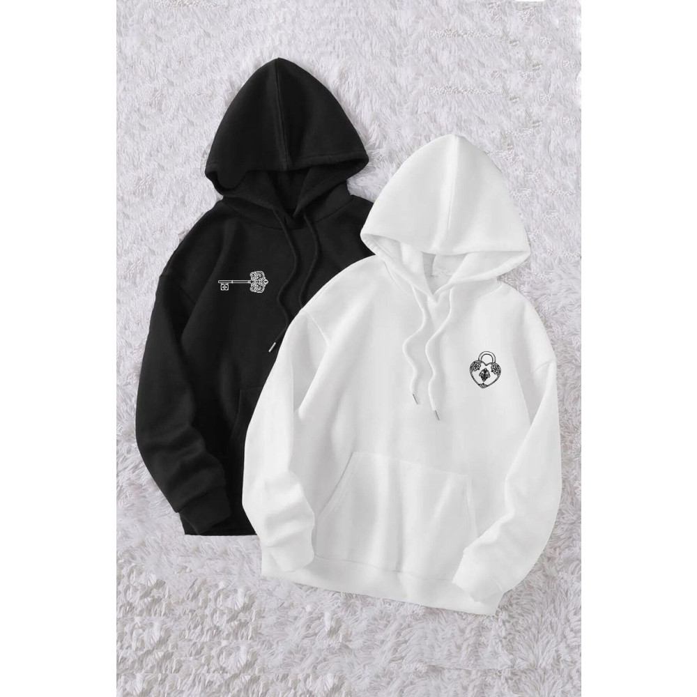 MARECASH Anahtar Ve Kilit Sevgili Çift Kombini 2 li Sweatshirt S Beden Bayan Sweatshirt Fiyatı