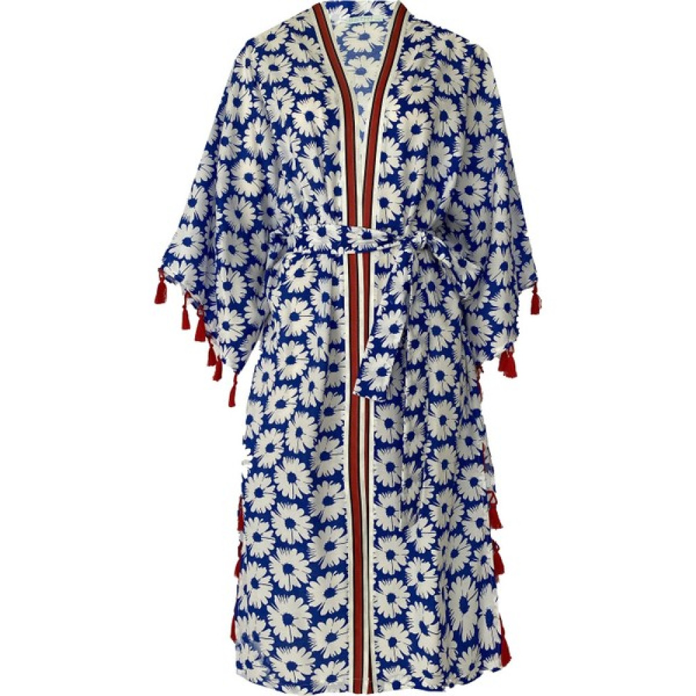 MAREVER FASHION Çiçekli Marin Terrycotton Kimono&kaftan Sax Kadın Giyim Fiyatı
