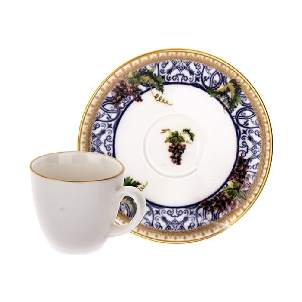 Marianna Grape Türk Kahve Fincan Takımı (Altın Yaldız) - 12 Adet - Beyaz - 100 ml Fincan / Bardak / Kahve Takımı Fiyatı