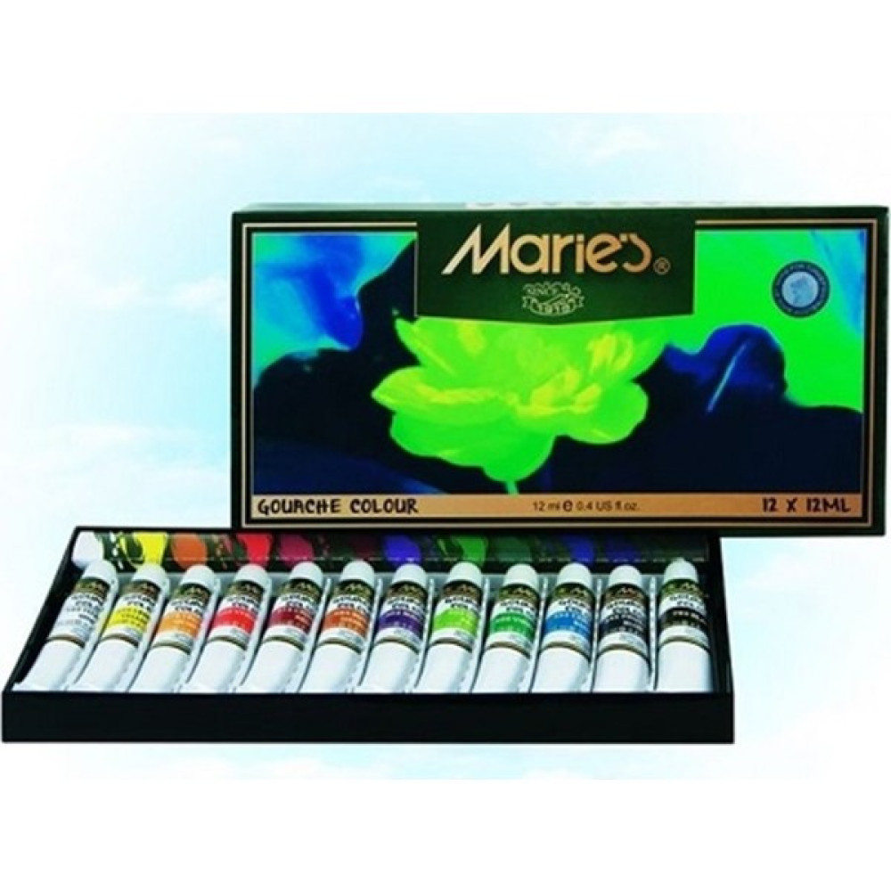 Maries Guaj Boya Seti 12 Renk x 12 ml 7312B Guaj Boya Fiyatı