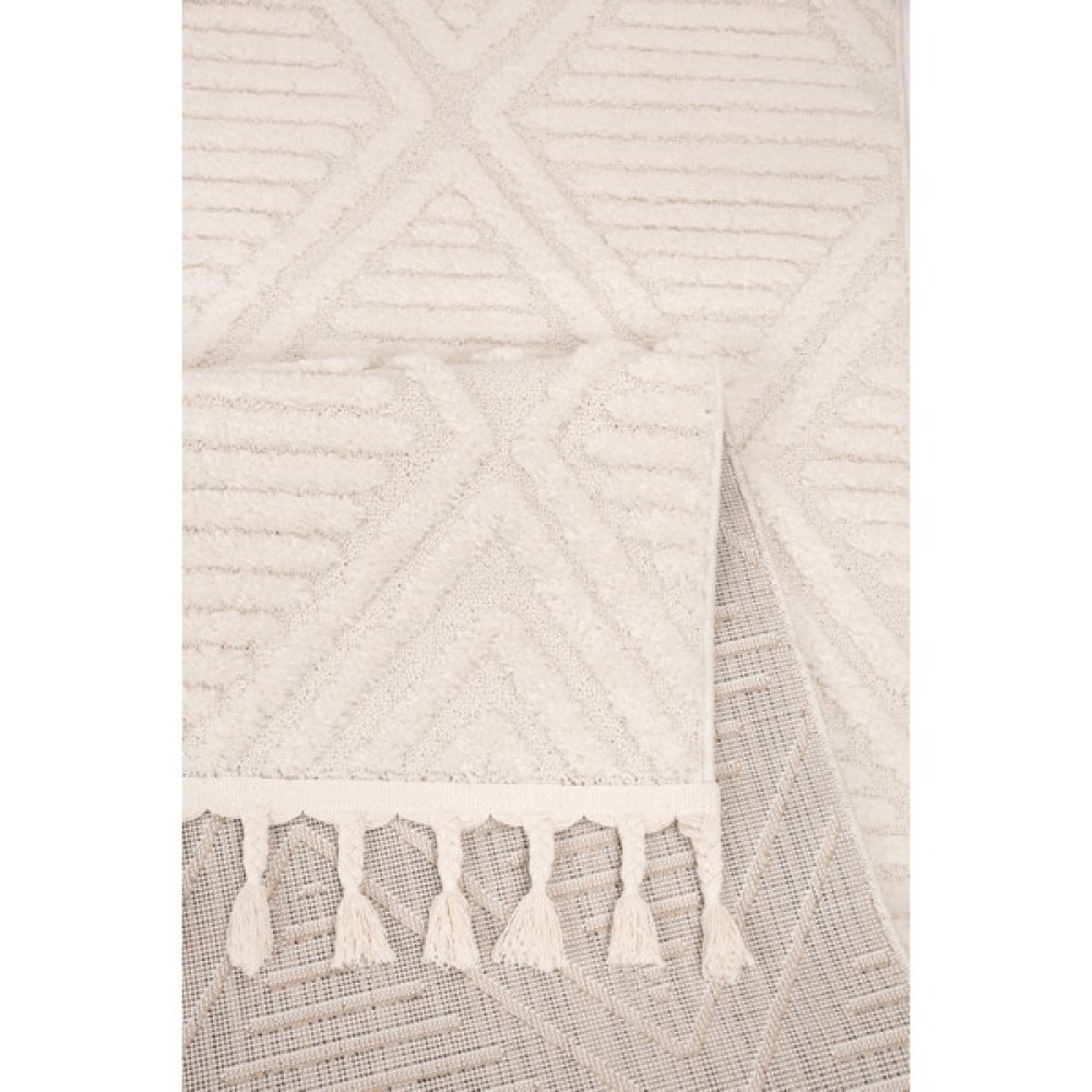 Mariesse Home Elit Koleksiyonu Yüksek Kalite Bukleli Yumuşak Saçaklı Oturma Odası ve Salon Halısı - 160 x 230 cm - Krem Salon Halısı Fiyatı