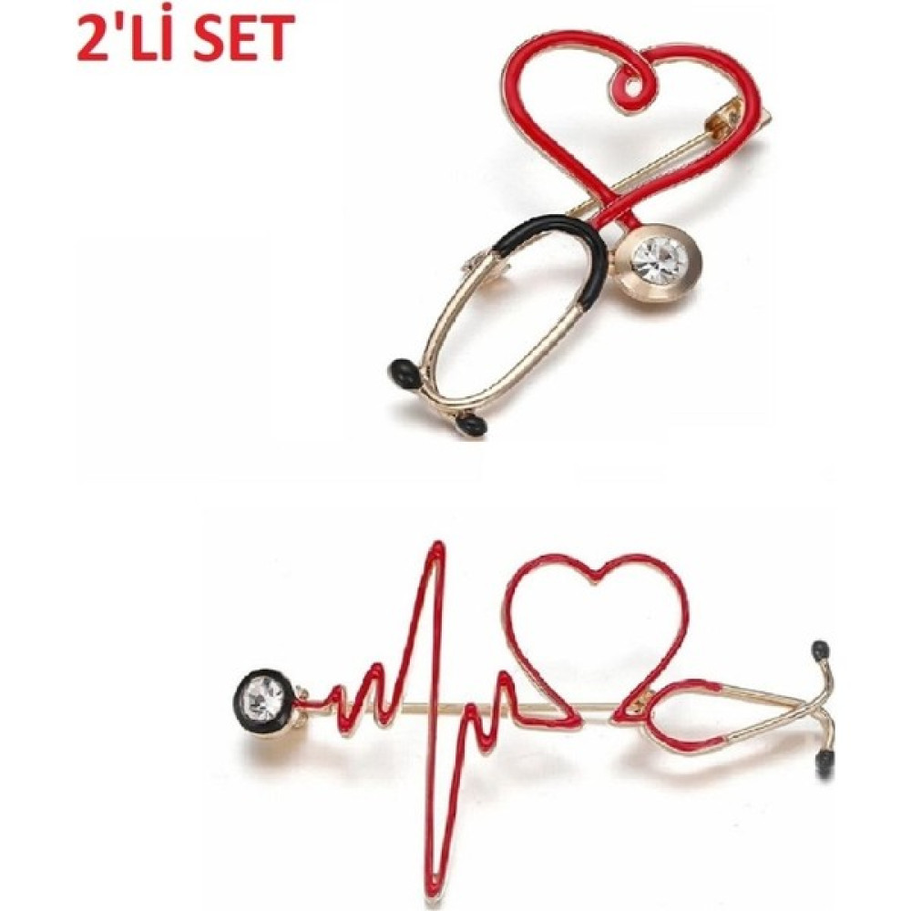Marimari 2 Li Doktor - Hemşire Aksesuar Aksesuar Broş Yaka Iğnesi - Kırmızı - Sarı Toka, Taç & Saç Bandı Fiyatı