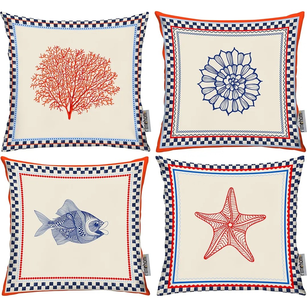 Marin, Deniz. Yaz, Iskandinav, Bohem, Modern Çift Tarafı Baskılı 4'lü Kırlent Kılıfı Krem, Mavi - 43 x 43 cm - Mavi - Krem SSD / Solid State Drive Fiyatı