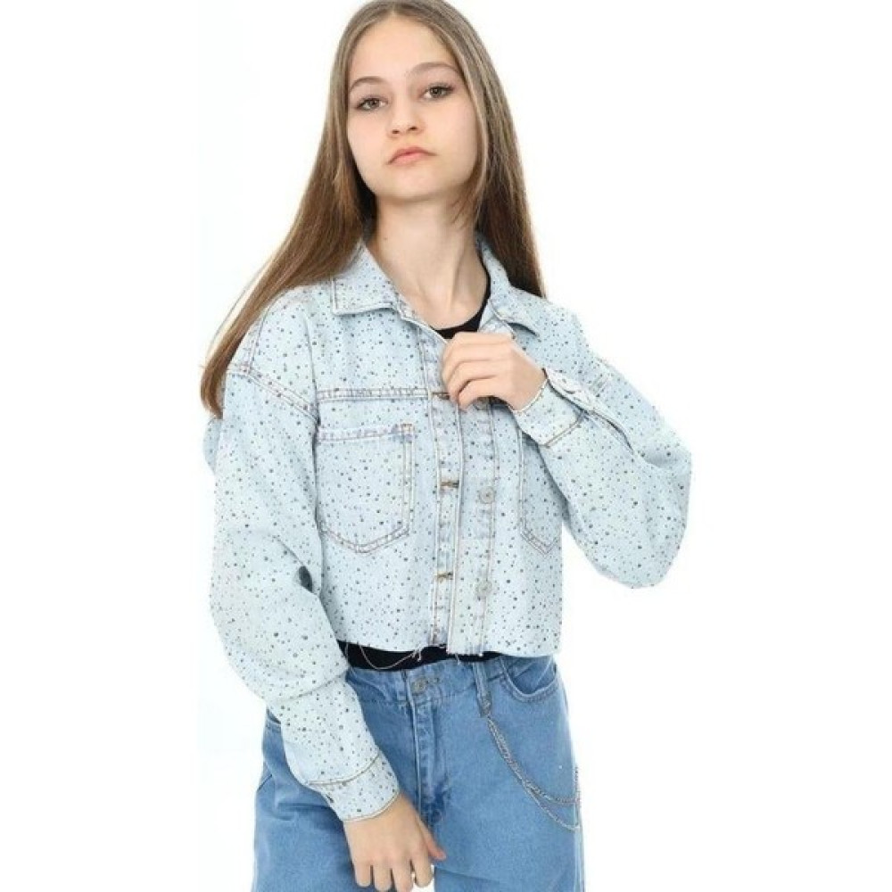 Marions Kız Çocuk Parlak Taşlı Oversize Crop Kot Ceket Bayan Ceket Fiyatı