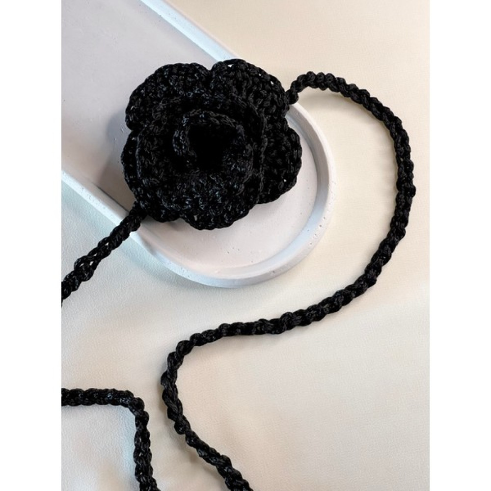 Maris By Deniz Örgü Çiçek Choker Kolye, Gül Choker Kolye - Siyah - 120 cm Bijuteri Kolye Fiyatı
