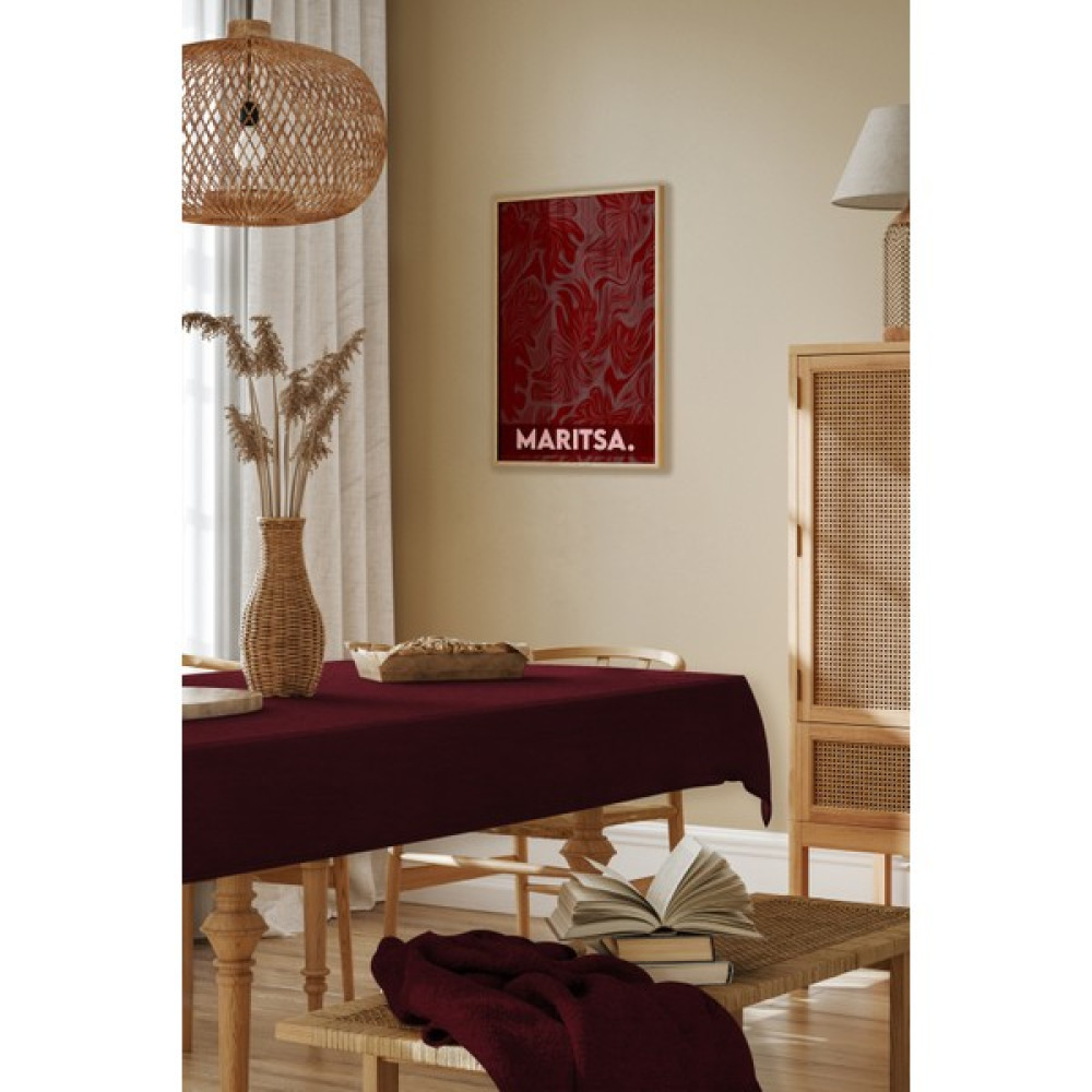 Maritsa Masa Örtüsü - Kadife Dokulu Serisi Bordo Dertsiz(Leke Tutmaz ve Kırışmaz)Tablecloth - 150 x 150 cm Masa Örtüsü Fiyatı