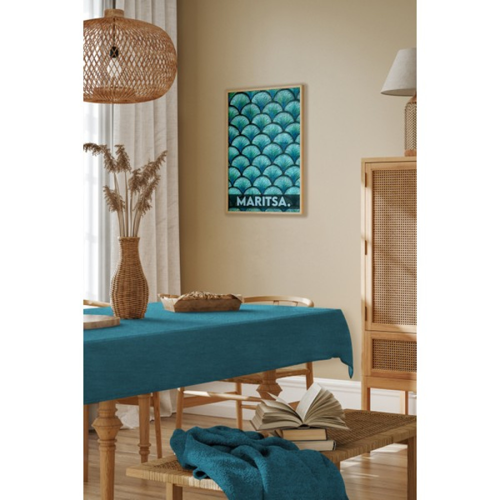 Maritsa Masa Örtüsü - Kadife Dokulu Serisi Petrol Dertsiz(Leke Tutmaz ve Kırışmaz)Tablecloth - 120 x 120 cm Masa Örtüsü Fiyatı
