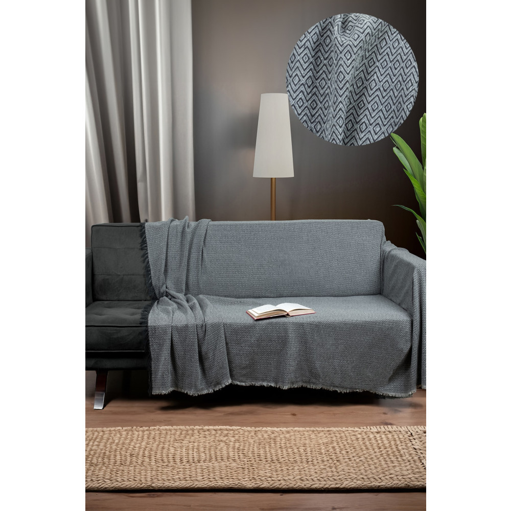Mariva home Diamond Gri Natural Keten Koltuk Örtüsü | Koltuk Şalı Koltuk & Kanepe Örtüsü Fiyatı