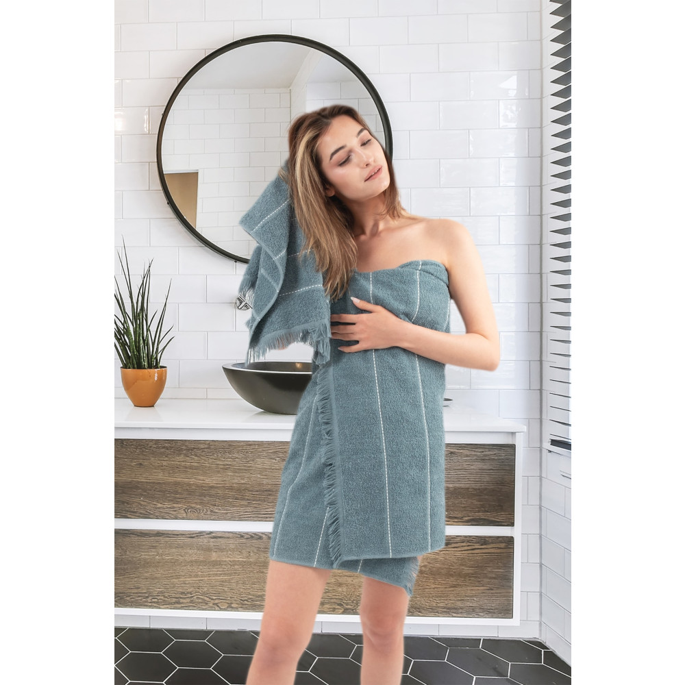 Mariva home Pandora Dark Blue Jakarlı Saçaklı Banyo Havlu Seti 2li Banyo Havlusu Fiyatı