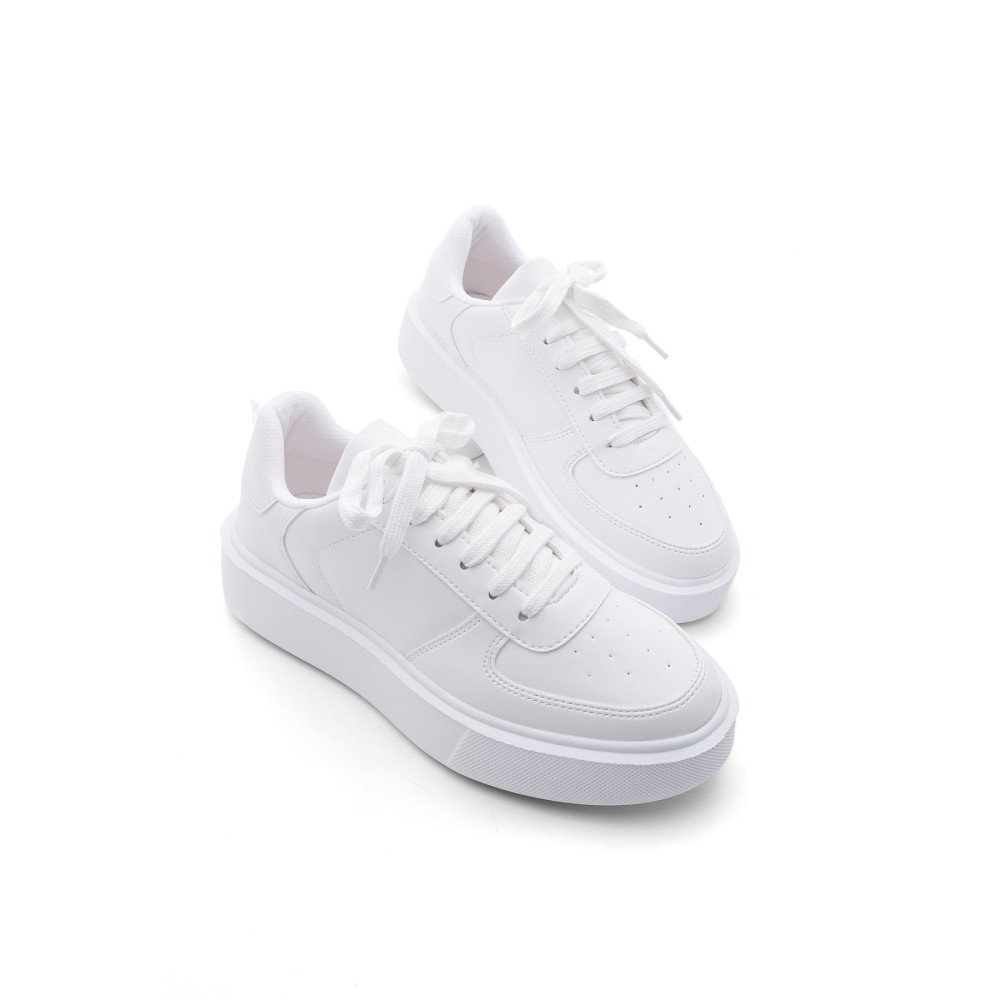 Marjin Kadın Sneaker Yüksek Taban Bağcıklı Spor Ayakkabı Azin beyaz 40 Beden Spor Ayakkabı Fiyatı