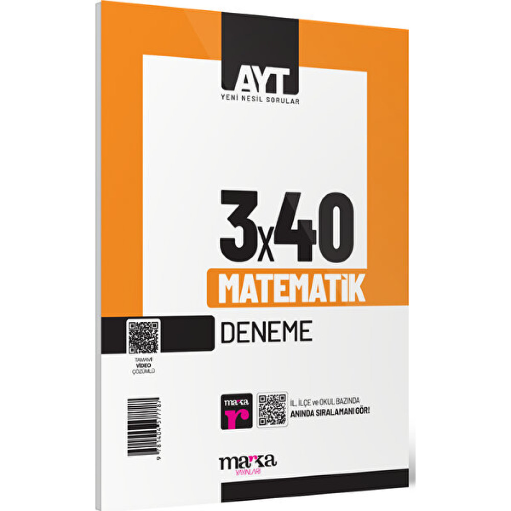 Marka Yayınları 2024 AYT Matematik 3x40 Deneme Matematik Fiyatı