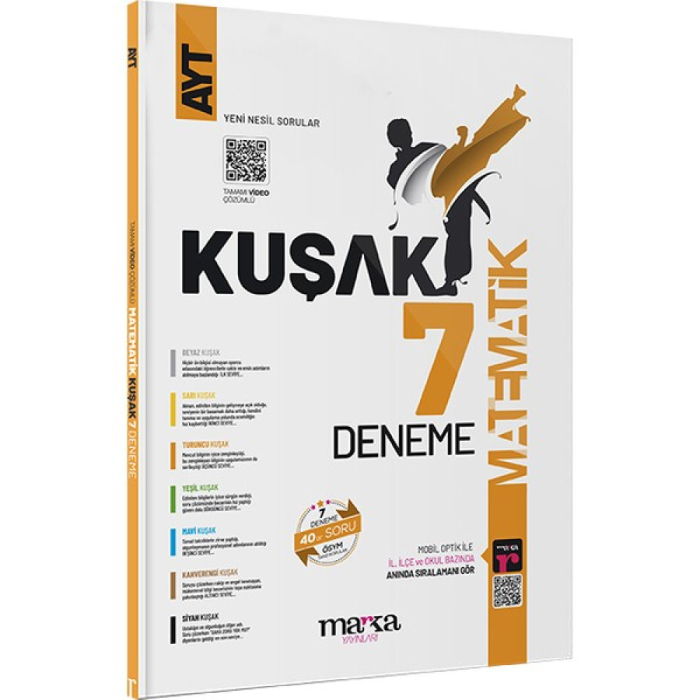 Marka Yayınları 2024 AYT Matematik Kolaydan Zora 7 Kuşak Deneme Tamamı Video Çözümlü Matematik Fiyatı