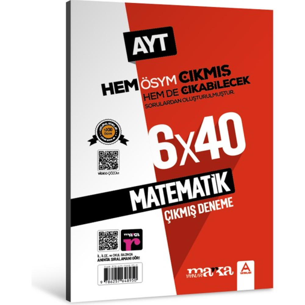 Marka Yayınları 2024 AYT Matematik ÖSYM Çıkmış ve Çıkabilecek Sorulardan Oluşturulmuş 6 Deneme Sınavı Tamamı Video Çözümlü Matematik Fiyatı