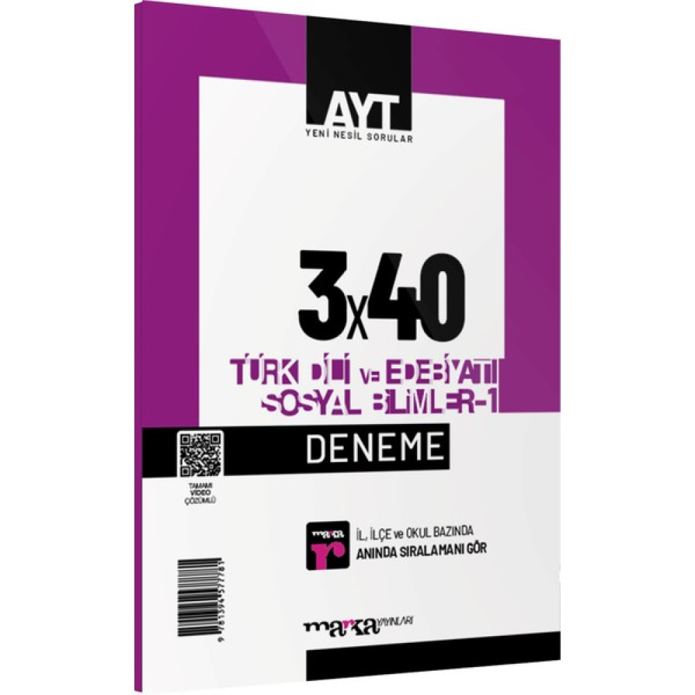 Marka Yayınları 2024 AYT Türk Dili ve Edebiyatı Sosyal Bilimler-1 3x40 Deneme Ders Sınav Kitapları Fiyatı