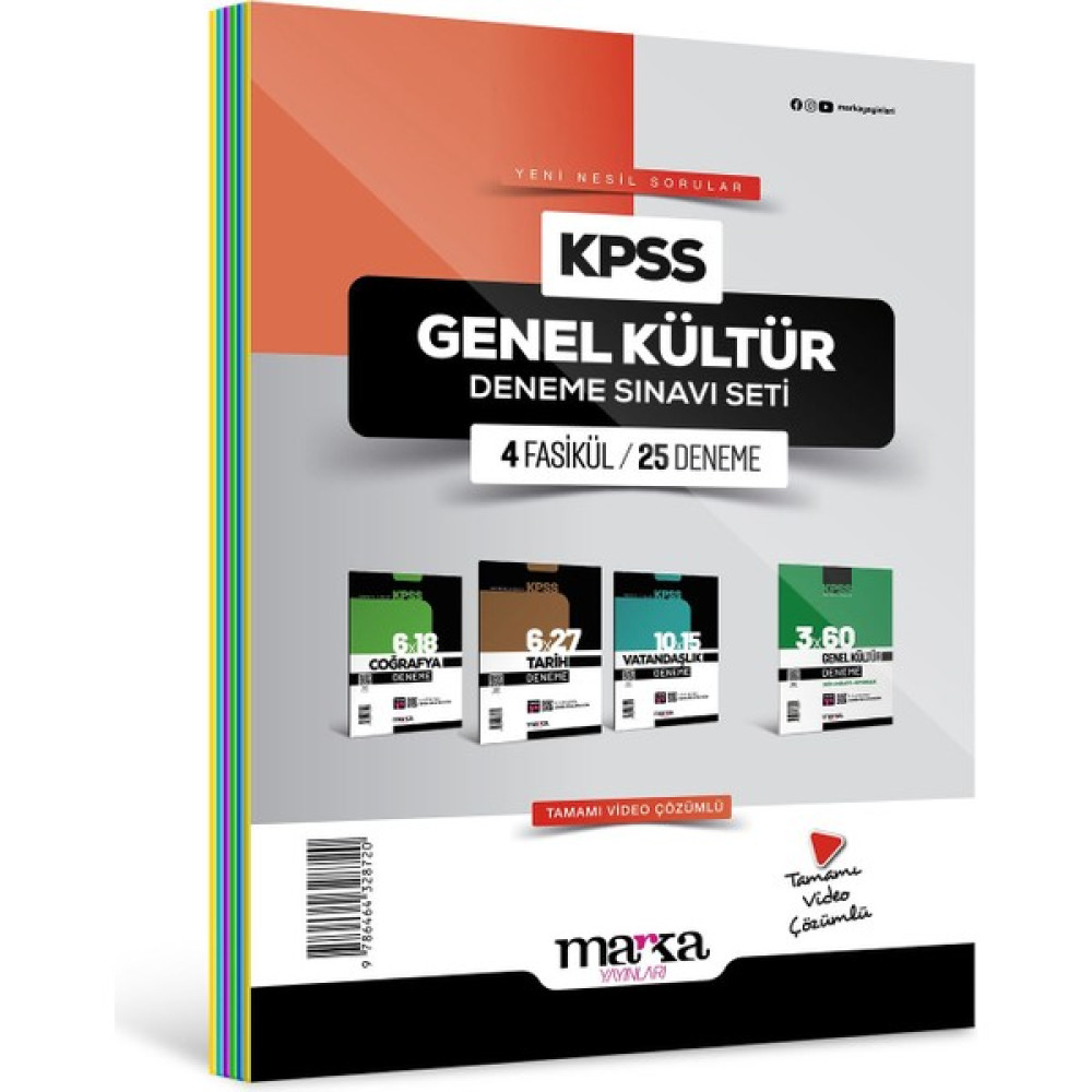 Marka Yayınları 2024 KPSS Genel Kültür Deneme Sınavı Seti 4 Fasikül 25 Deneme KPSS Fiyatı