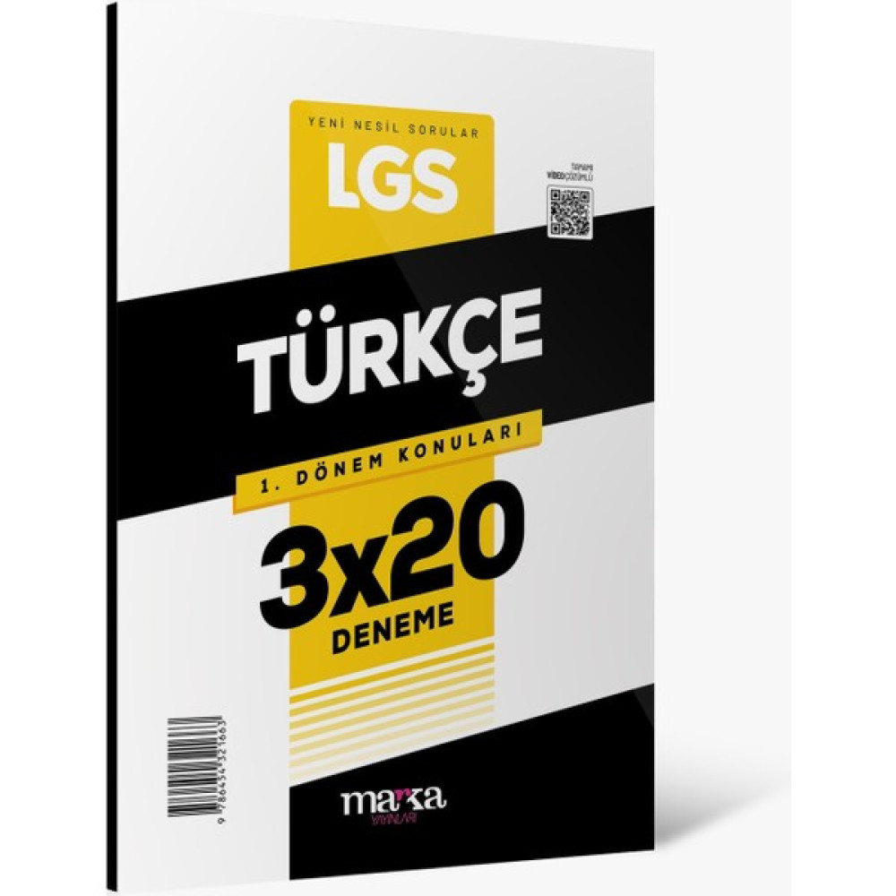 Marka Yayınları 2024 LGS 1.Dönem Konuları Türkçe 3 Deneme Ders Sınav Kitapları Fiyatı