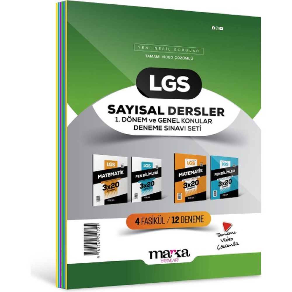 Marka Yayınları 2024 LGS Sayısal Dersler 1. Dönem ve Genel Konular Deneme Sınavı Seti 4 Fasikül 12 Deneme Ders Sınav Kitapları Fiyatı