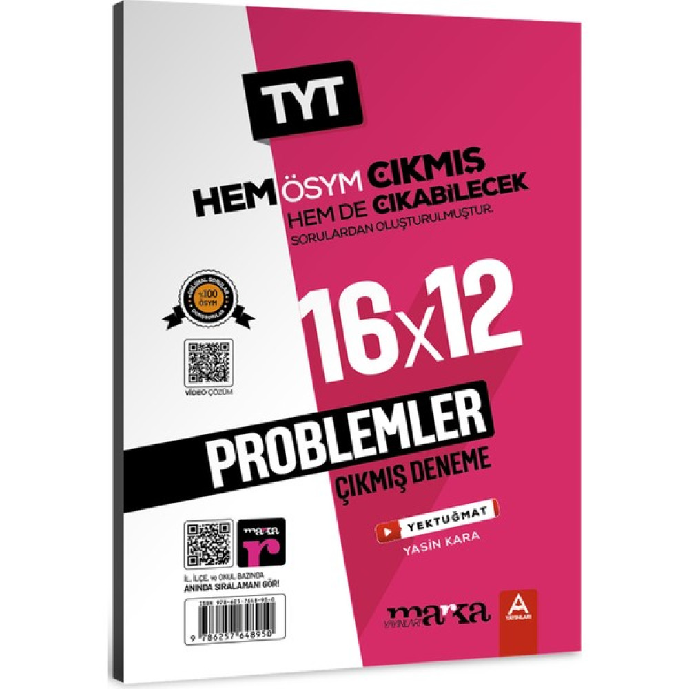 Marka Yayınları 2024 TYT Problemler ÖSYM Çıkmış ve Çıkabilecek Sorulardan Oluşturulmuş 16 Deneme Sınavı Tamamı Video Çözümlü Temel Yeterlilik Testi (TYT) Fiyatı