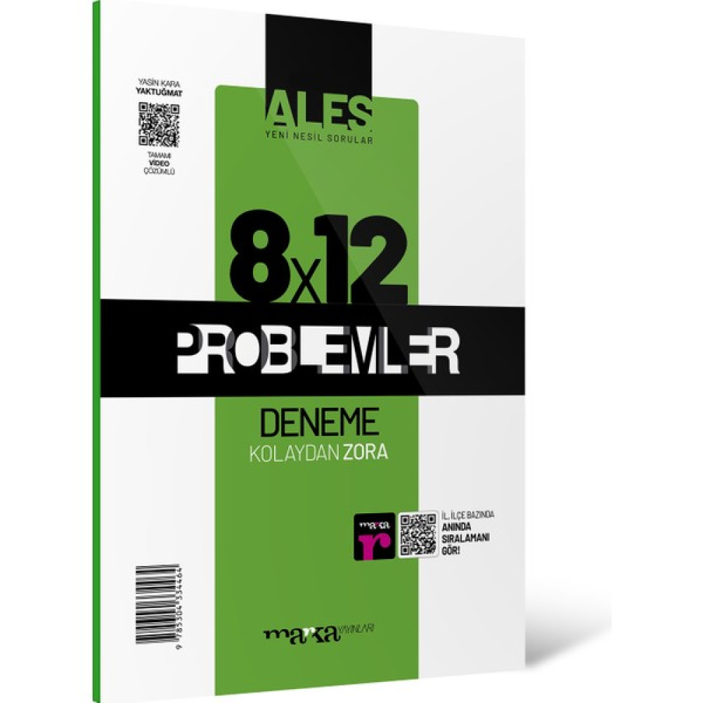 Marka Yayınları ALES Yeni Nesil 8x12 Tamamı Video Çözümlü Problemler Deneme ALES Fiyatı