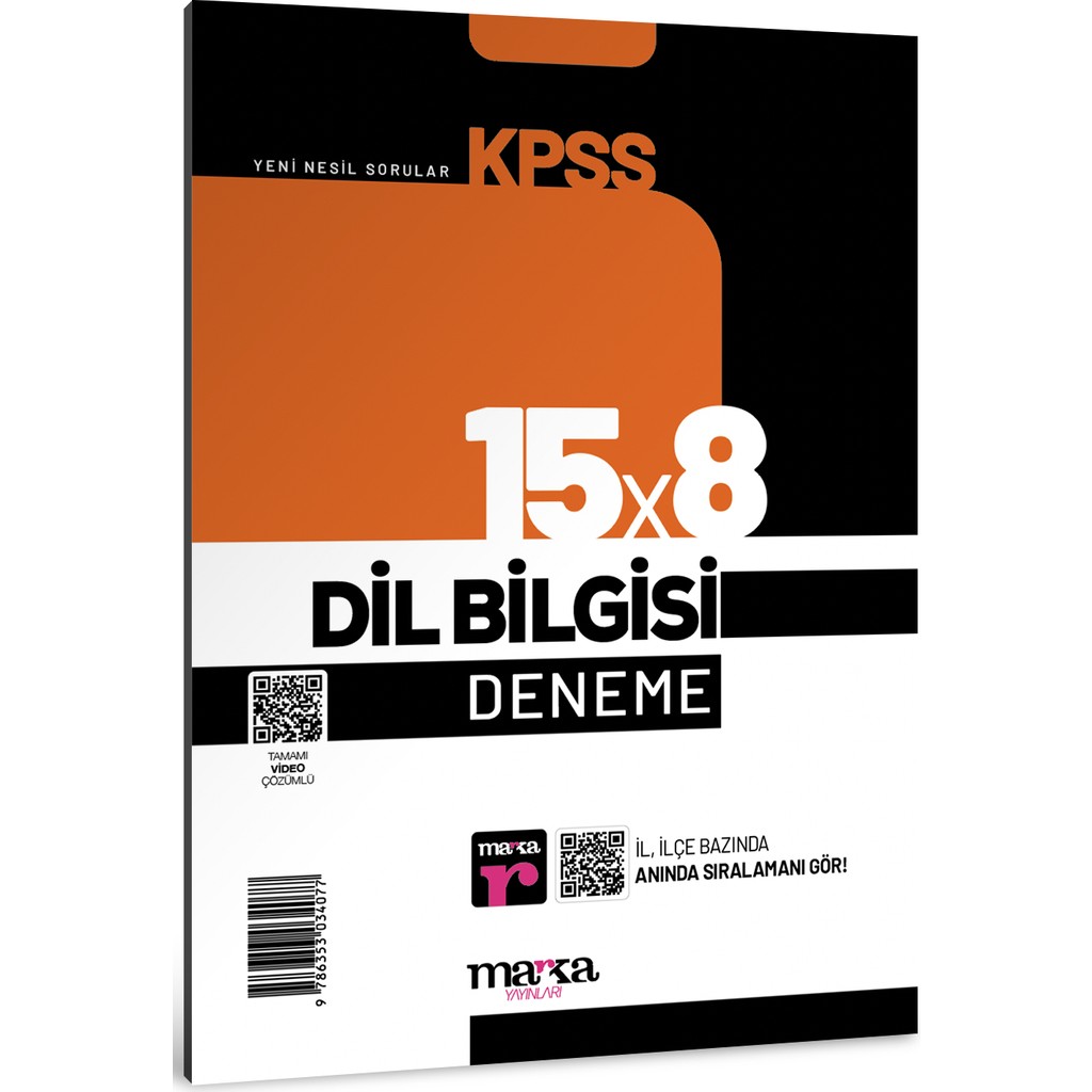 Marka Yayınları KPSS Dil Bilgisi Deneme Tamamı Video Çözümlü 15 x 8 Mesleki Hazırlık Kitabı Diğer Fiyatı