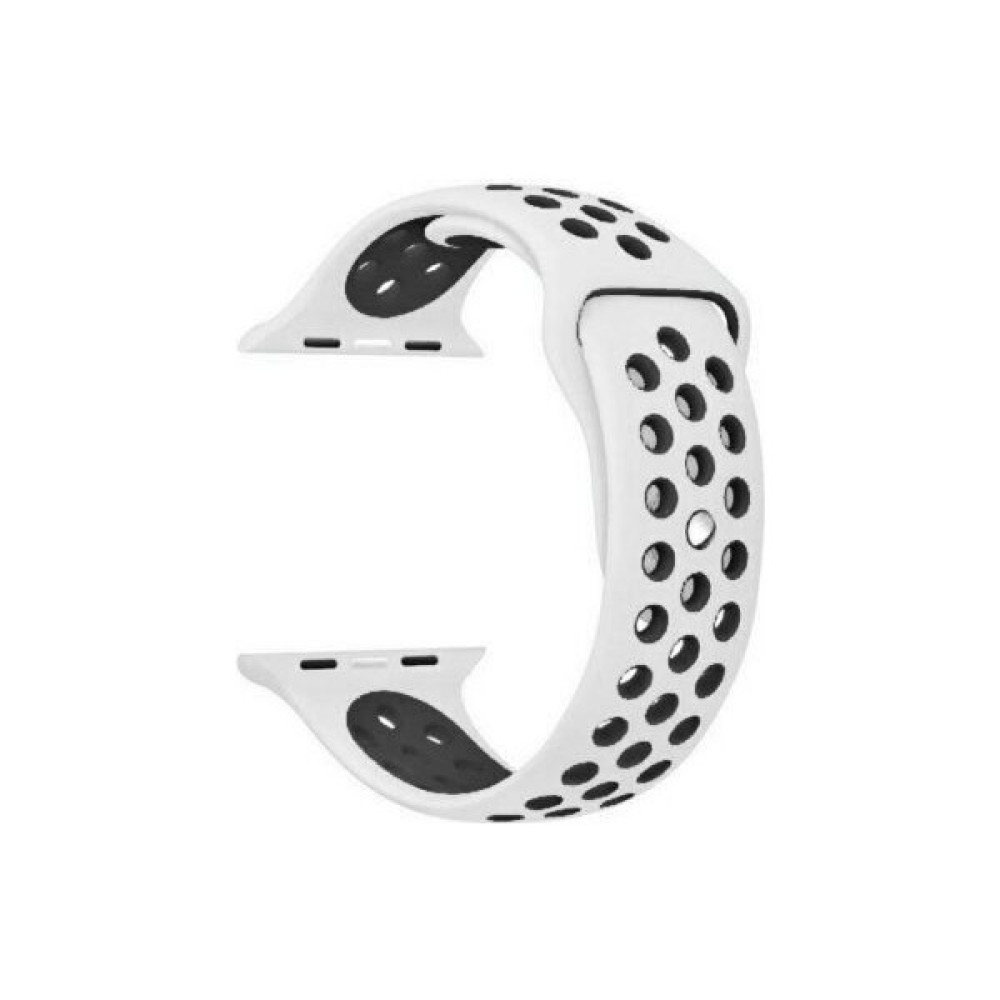 Markacase Apple Watch Series (Tüm Seriler) 42-44-45 mm Uyumlu Delikli Silikon Kordon Beyaz Siyah (L) - Beyaz - Siyah Giyilebilir Teknoloji Aksesuarları Fiyatı