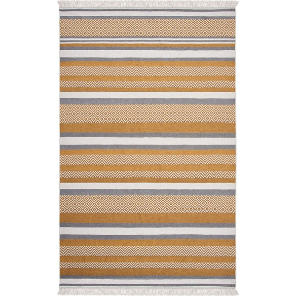 Markaev Cotton Çift Taraflı Yıkanabilir Pamuk Kilim - 120X180 cm - Hardal - 120 x 180 cm Kilim Fiyatı