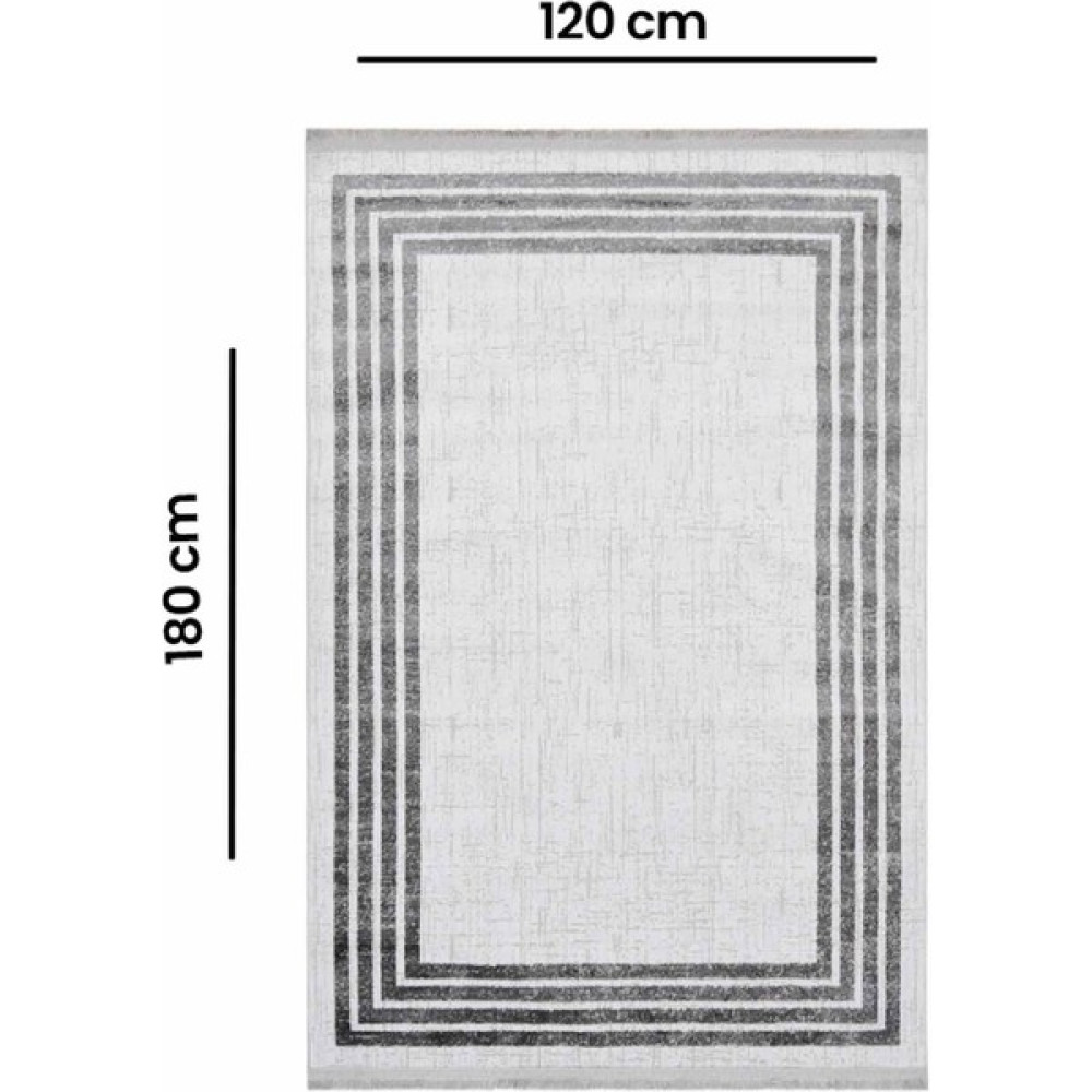 Markaev Lizbon Yıkanabilir Makine Halısı - 120X180 cm - 120 x 180 cm - Gri Salon Halısı Fiyatı