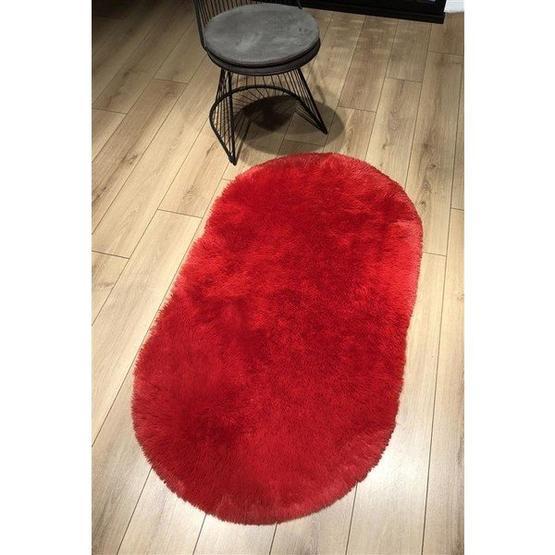 MarkaEv Tavşan Tüyü Kırmızı Oval Peluş 70x300 cm Halı Salon Halısı Fiyatı
