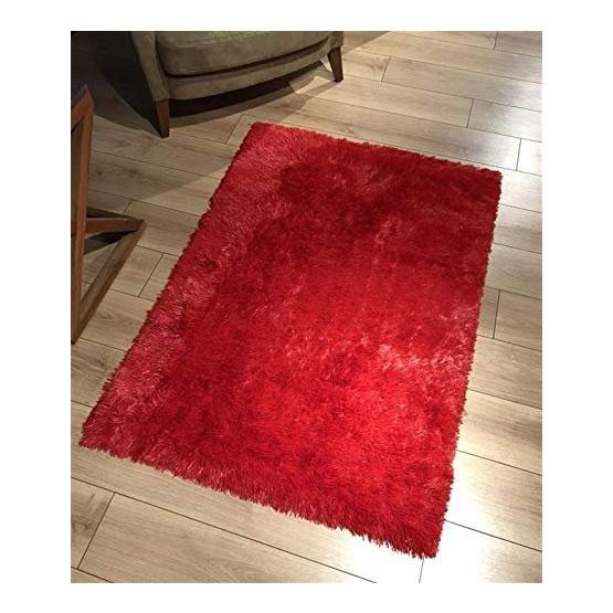 MarkaEv Tavşan Tüyü Kırmızı Oval Peluş 70x300 cm Halı