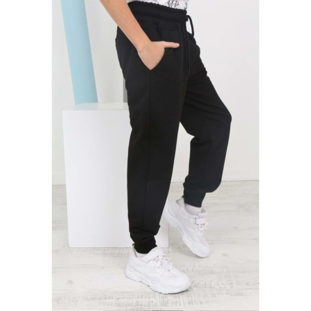 Markahit Düz Model Beli Lastikli Cepli Erkek Siyah Çocuk Jogger Eşofman Altı Erkek Çocuk Eşofman Fiyatı