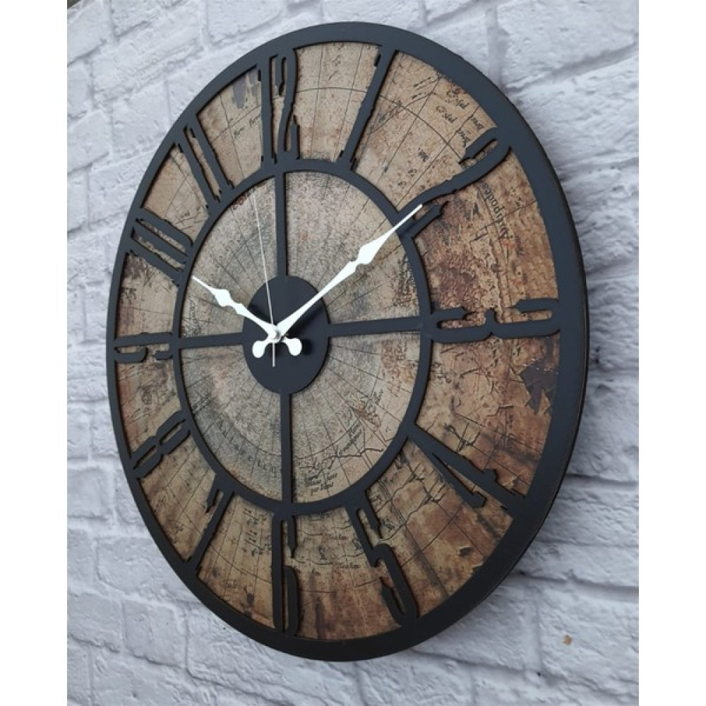 Markakanvas Eski Dünya Haritalı Duvar Saati 50 x 80 cm - 50 x 50 cm - Siyah Dekoratif Saat Fiyatı