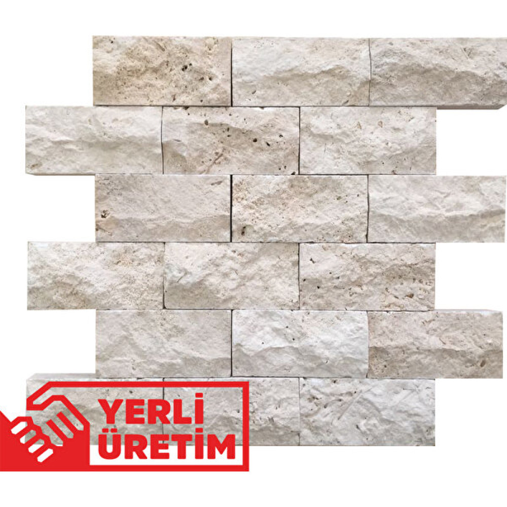 Markataş 5X10Cm Klasik Doğal Taş Traverten Patlatma Mozaik Duvar Kaplama Dış Cephe Yalıtım Malzemeleri Fiyatı