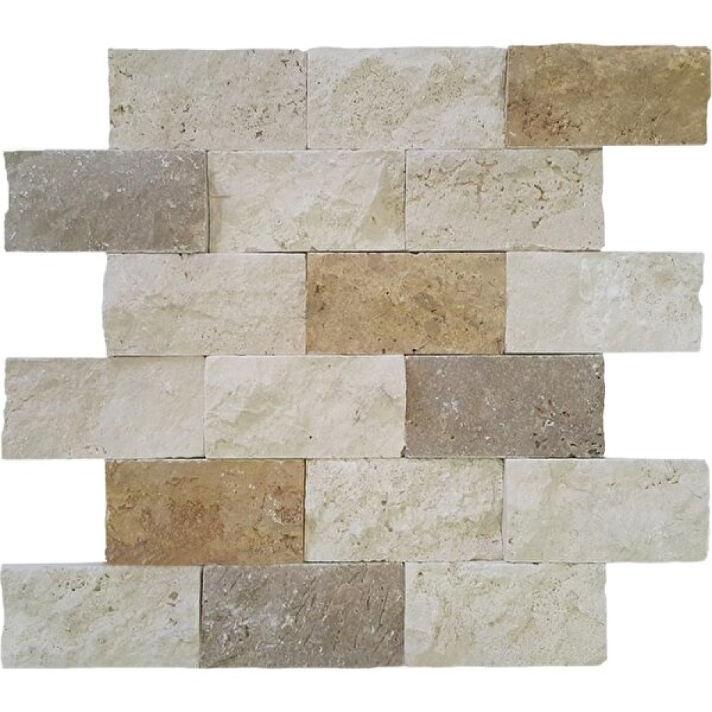 Markataş 5X10Cm Mix Doğal Taş Traverten Patlatma Mozaik Duvar Kaplaması Dış Cephe Yalıtım Malzemeleri Fiyatı