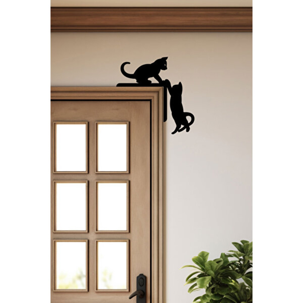 Markcat Kedi Kapı Pervaz Kenar Süsü Sağ (25X25 Cm) Siyah Ahşap Duvar Dekoru - Ev Süsü Ev & Dekorasyon Aksesuarları Fiyatı