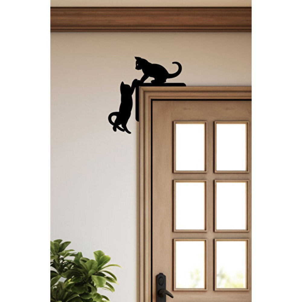 Markcat Kedi Kapı Pervaz Kenar Süsü Sol (25X25 Cm) Siyah Ahşap Duvar Dekoru - Ev Süsü Ev & Dekorasyon Aksesuarları Fiyatı
