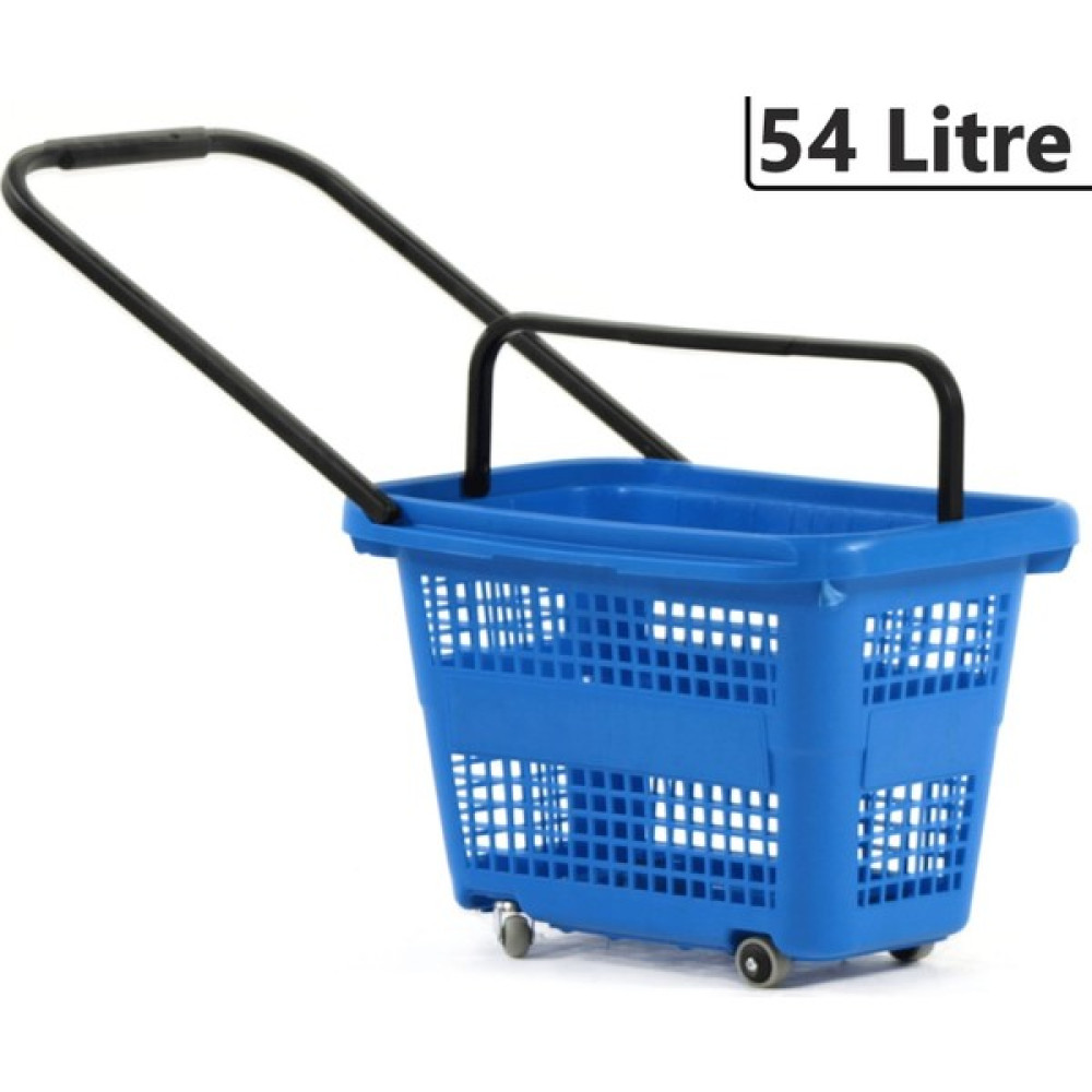 Marketix Tekerlekli Plastik Market Alışveriş El Sepeti 54 Litre Mavi Sepet Fiyatı