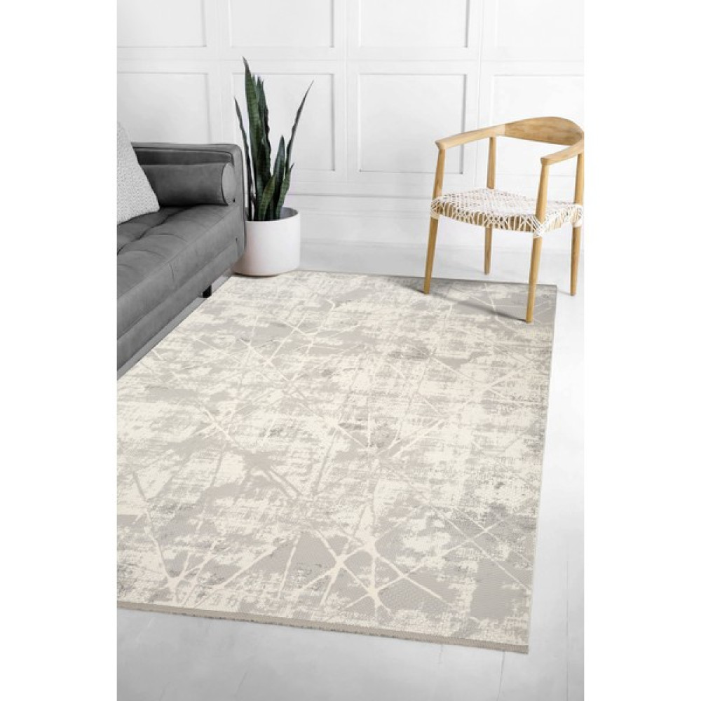 Markiz Akrilik Iskandinav Dokuma Halı Salon Halısı Gri Halı Gri Yolluk - 80 x 150 cm - Krem - Gri Salon Halısı Fiyatı
