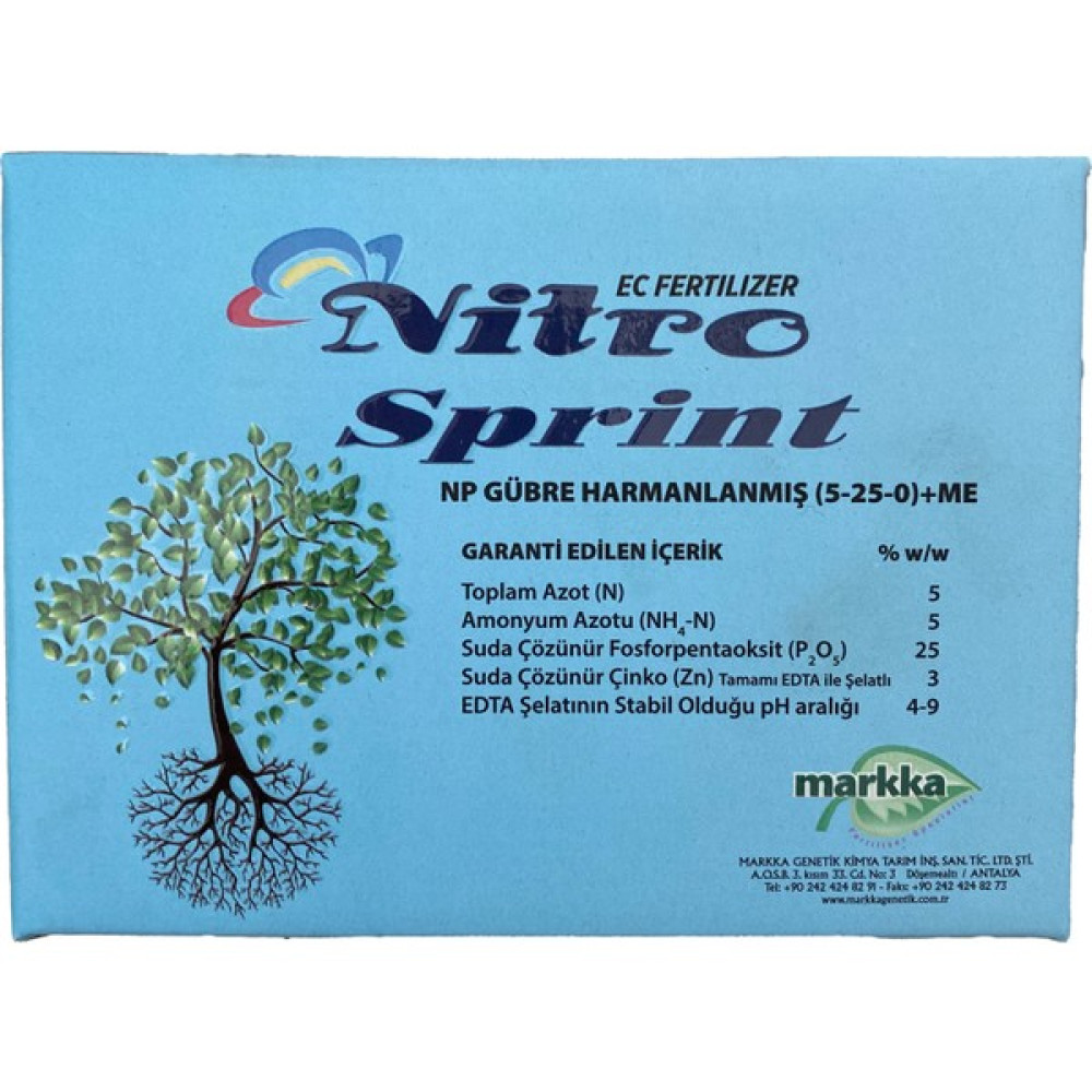 Markka Nitro Sprint 5-25-0+ Me FOSFOR AĞIRLIKLI ÇİÇEKLENDİRİCİ VE KÖKLENDİRİCİ GÜBRE 500 GR Gübre Fiyatı