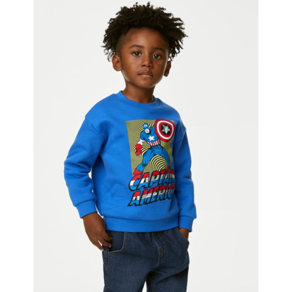 Marks & Spencer Captain America™ Yuvarlak Yaka Sweatshirt (2-7 Yaş) Erkek Çocuk Sweatshirt Fiyatı