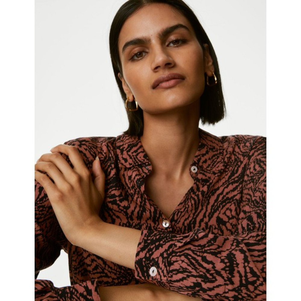 Marks & Spencer Regular Fit Uzun Kollu Desenli Gömlek Kadın Gömlek Fiyatı