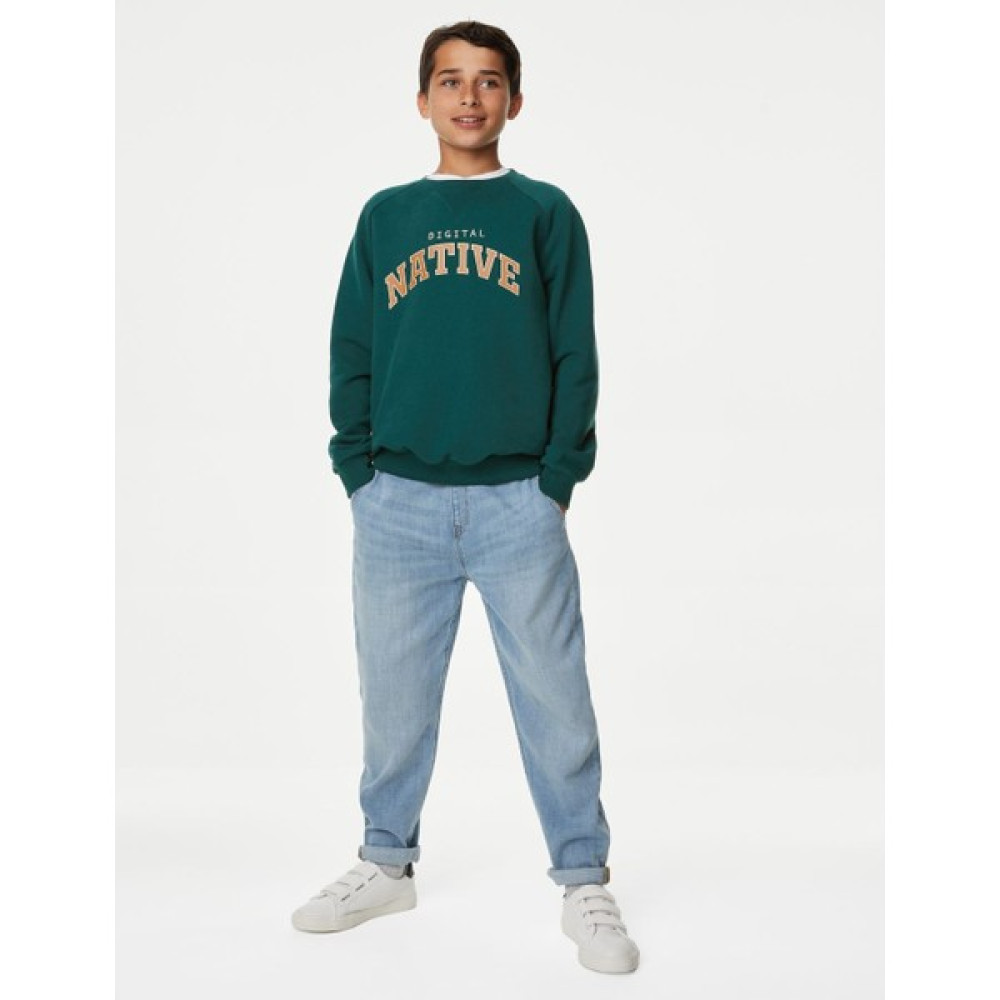 Marks & Spencer Slogan Desenli Yuvarlak Yaka Sweatshirt (6-16 Yaş) Erkek Çocuk Sweatshirt Fiyatı