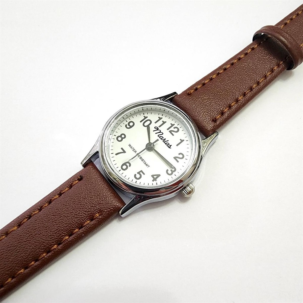Marlas Retro Kadın Saati, Vintage Tasarım, Klasik, Gümüş Kasa Rengi, Minimal Tasarım, Açık Kahverengi Kayış Kordon, Beyaz Kadran - Koyu Kahverengi Akıllı Saat Aksesuarı Fiyatı