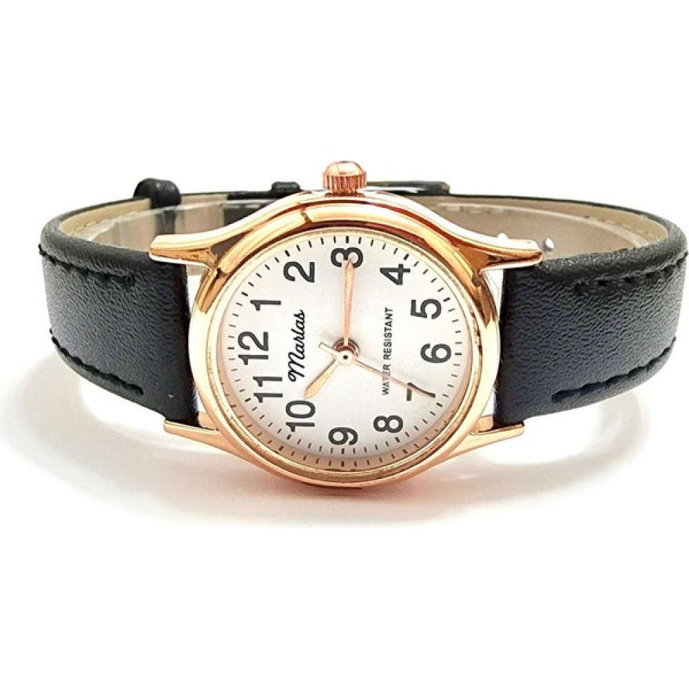 Marlas Retro Kadın Saati, Vintage Tasarım, Klasik, Rose Gold Rengi, Minimal, Kayışlı - Siyah Kol Saatleri Fiyatı