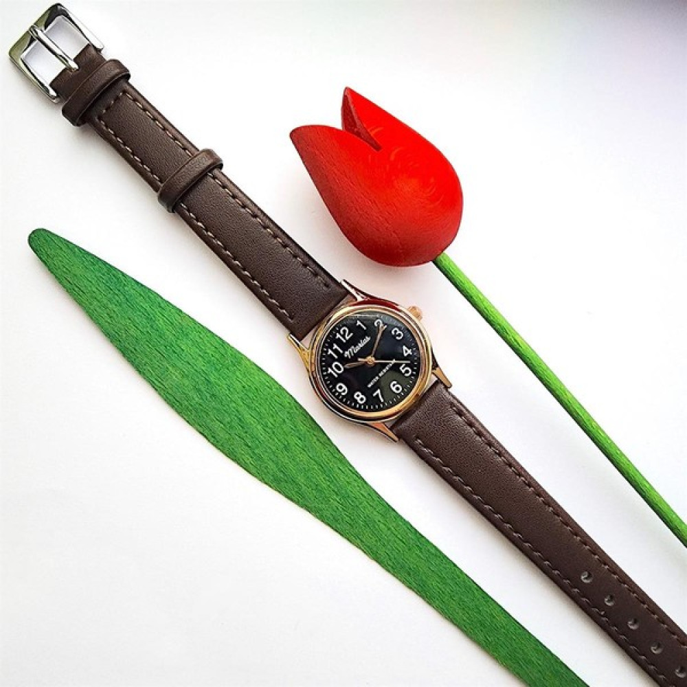 Marlas Retro Kadın Saati, Vintage Tasarım, Klasik, Rose Gold Rengi, Minimal, Koyu Kahverengi Kayış, Siyah Kadran Kol Saatleri Fiyatı
