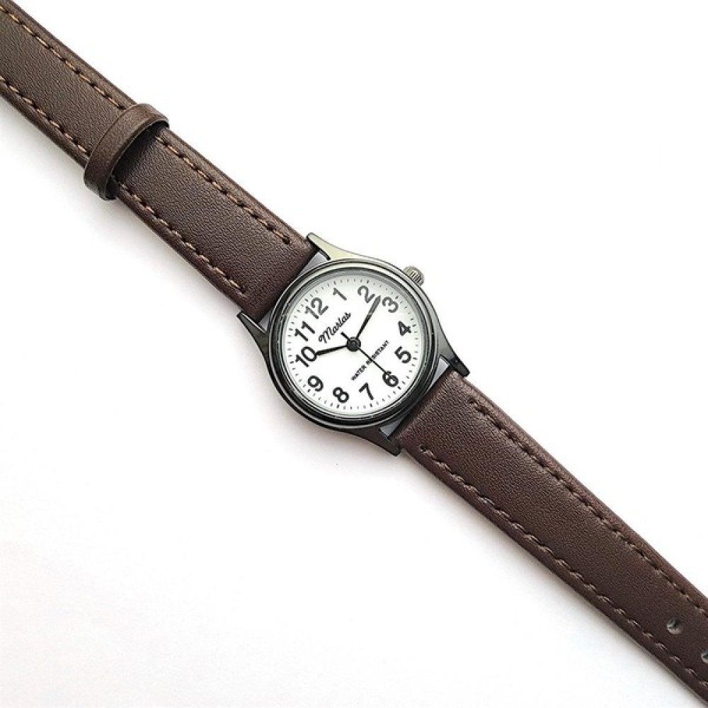 Marlas Retro Kadın Saati, Vintage Tasarım, Klasik, Siyah Kasa Rengi, Minimal Tasarım, Koyu Kahverengi Kayış Kordon, Beyaz Kadran Kol Saatleri Fiyatı