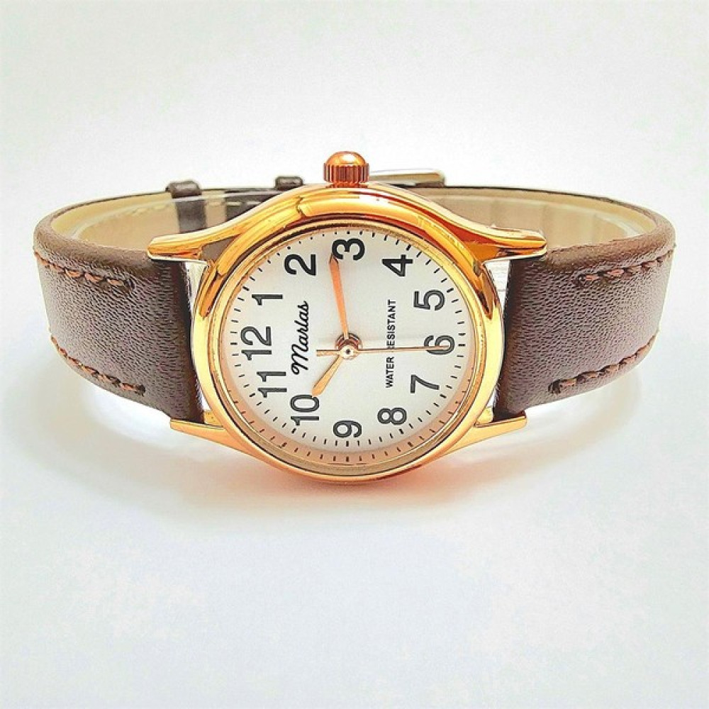 Marlas Retro Kadın Saati, Vintage Tasarım, Klasik Tasarım, Rose Gold Rengi, Minimal, Kayışlı, Ikonik - Koyu Kahverengi Kol Saatleri Fiyatı