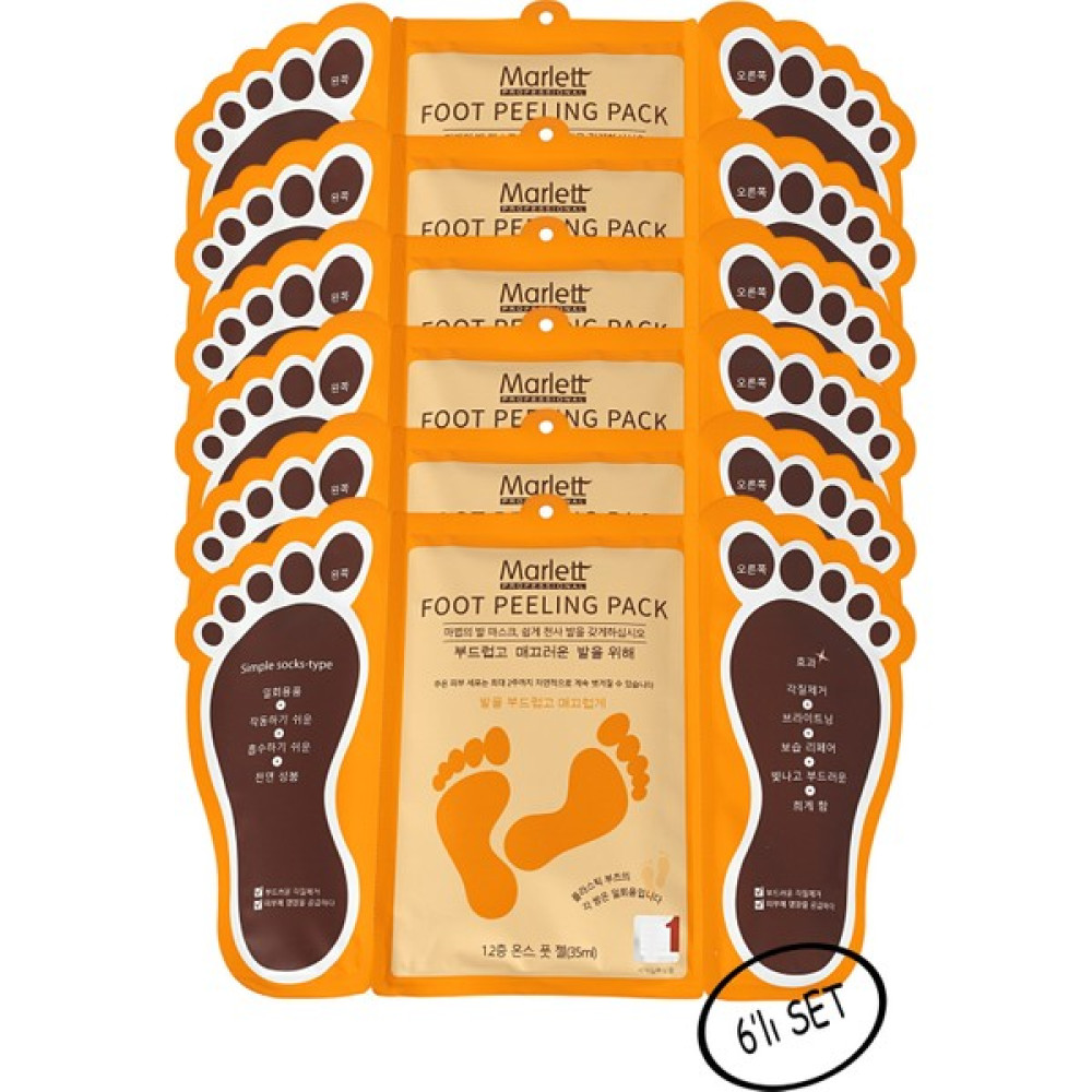 Marlett Foot Peeling Pack - Professıonal Çorap Tipi Ayak Peeling Maskesi 6'lı Set Ayak Maskesi Ayak Bakımı Fiyatı