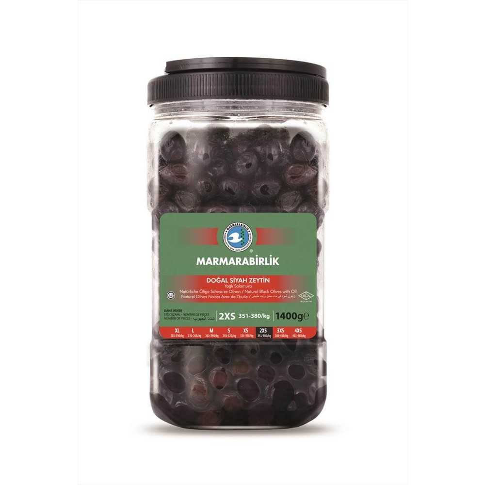 Marmara Birlik Salamura Yağlı Siyah Zeytin Pet (2XS) 351-380 1,4 kg Zeytin Fiyatı